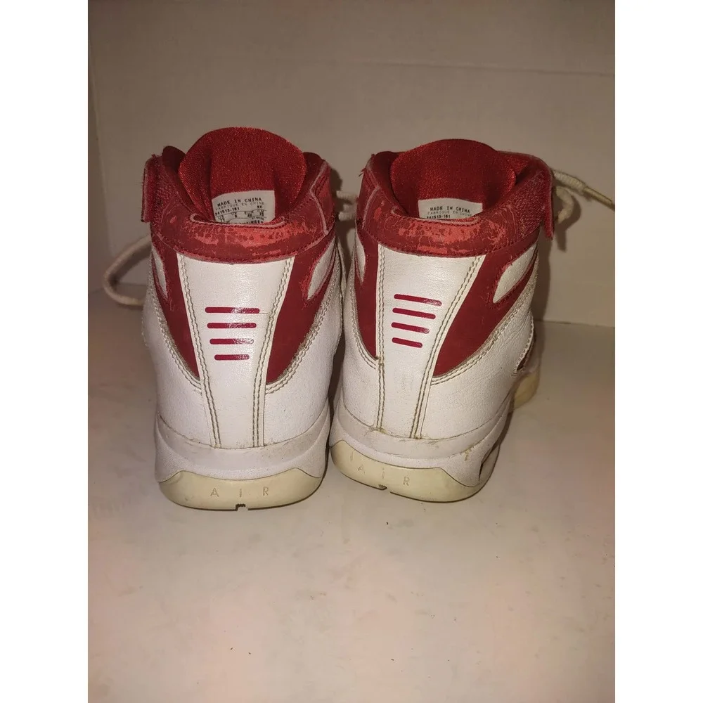 Nike Shox Elite Basketball Shoes Youth 7Y White Red High Top Strap 341513-161
